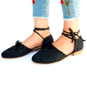 Morrocan raffia wrap sandals brand new